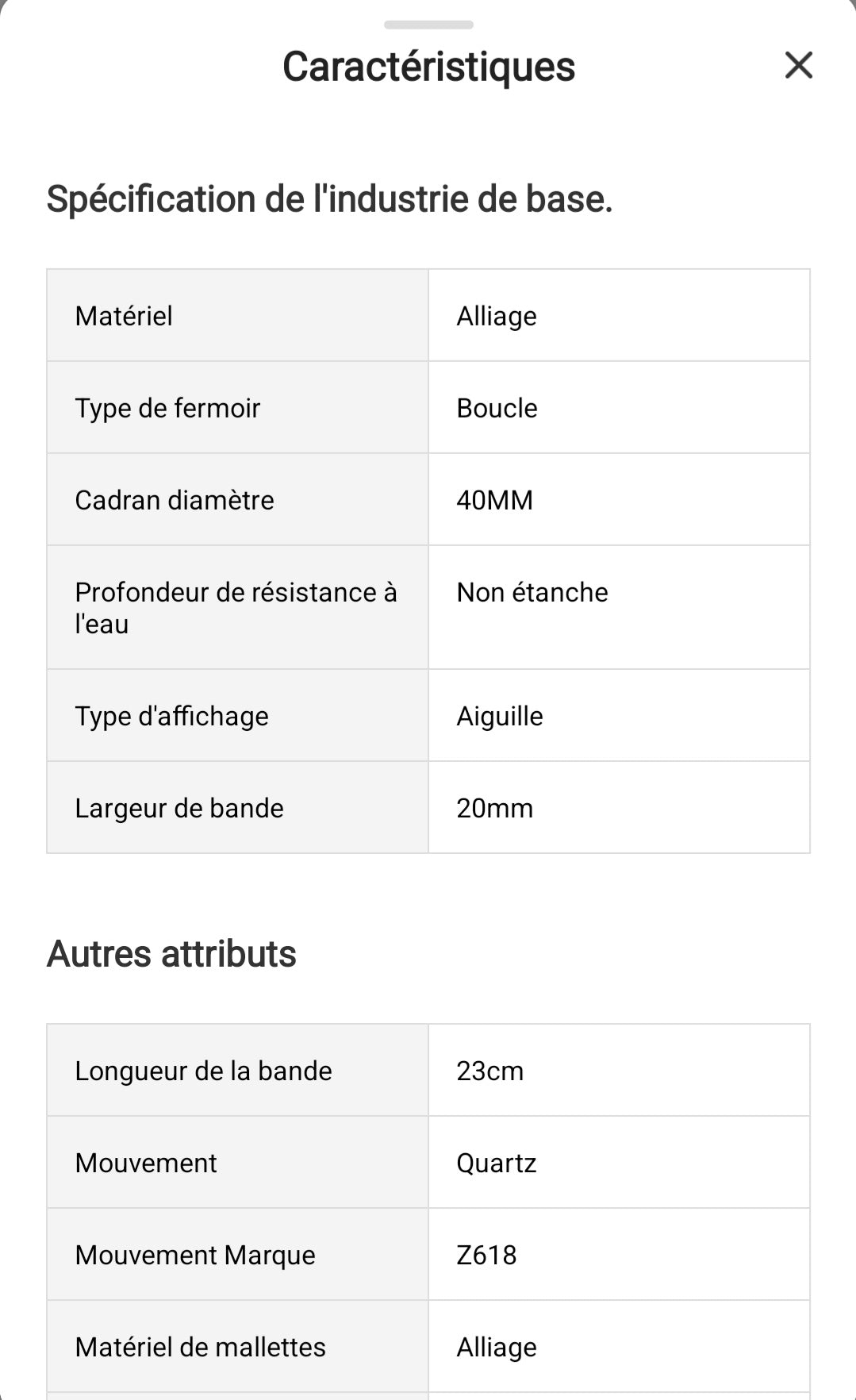 Ensemble montre bracelet